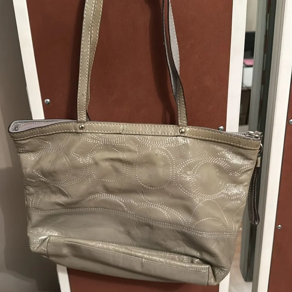 Coach Taupe Patent Leather Purse